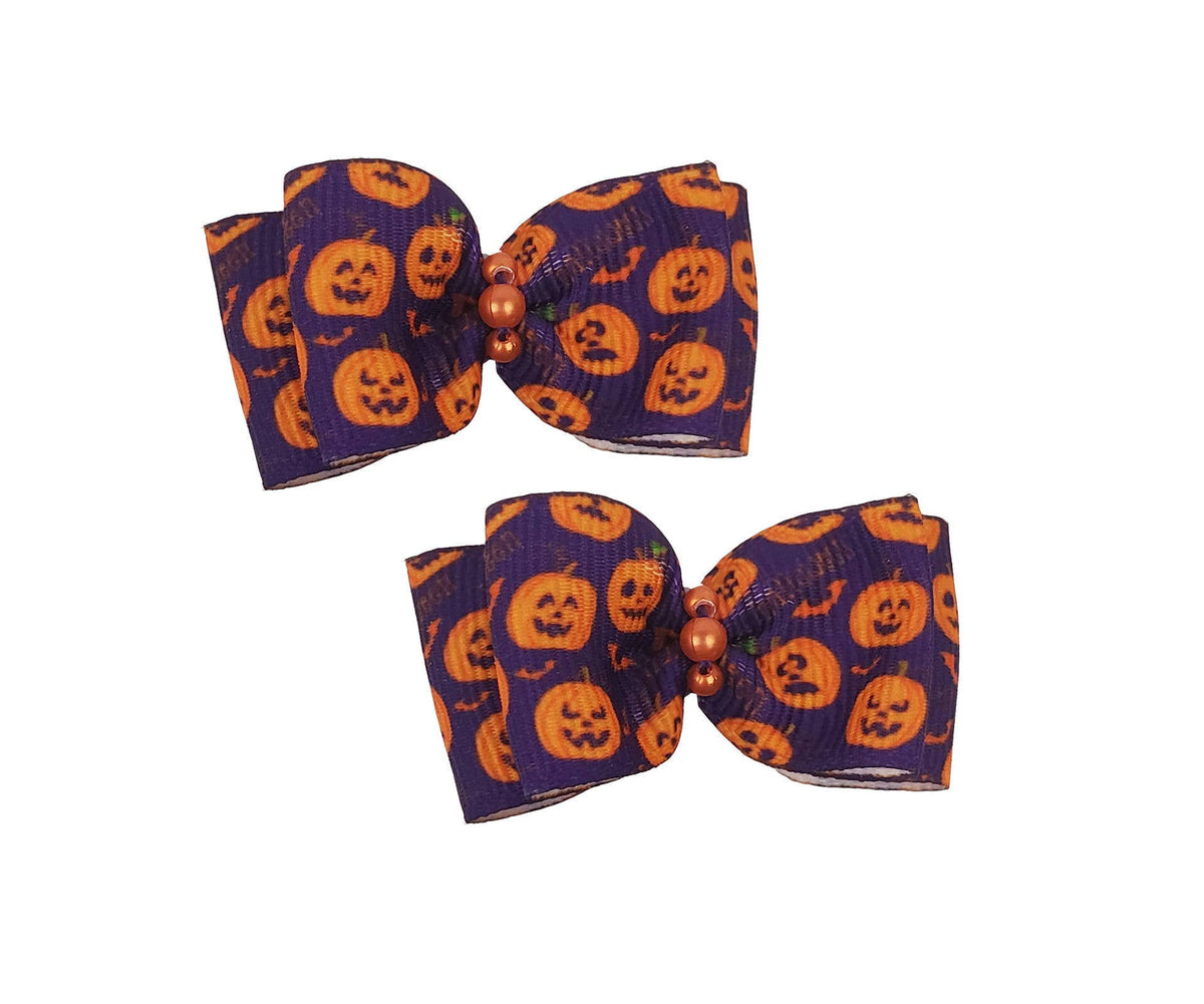 Barker's Bowtique - Pumpkins Hair Bows - 2 to card - Doglicious Bakery Bites