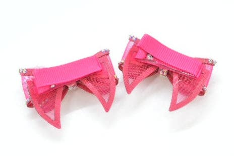 Dog Barretts - Dark Pink Rhinestone Clip-On Hair or Collar Bow - Doglicious Bakery Bites