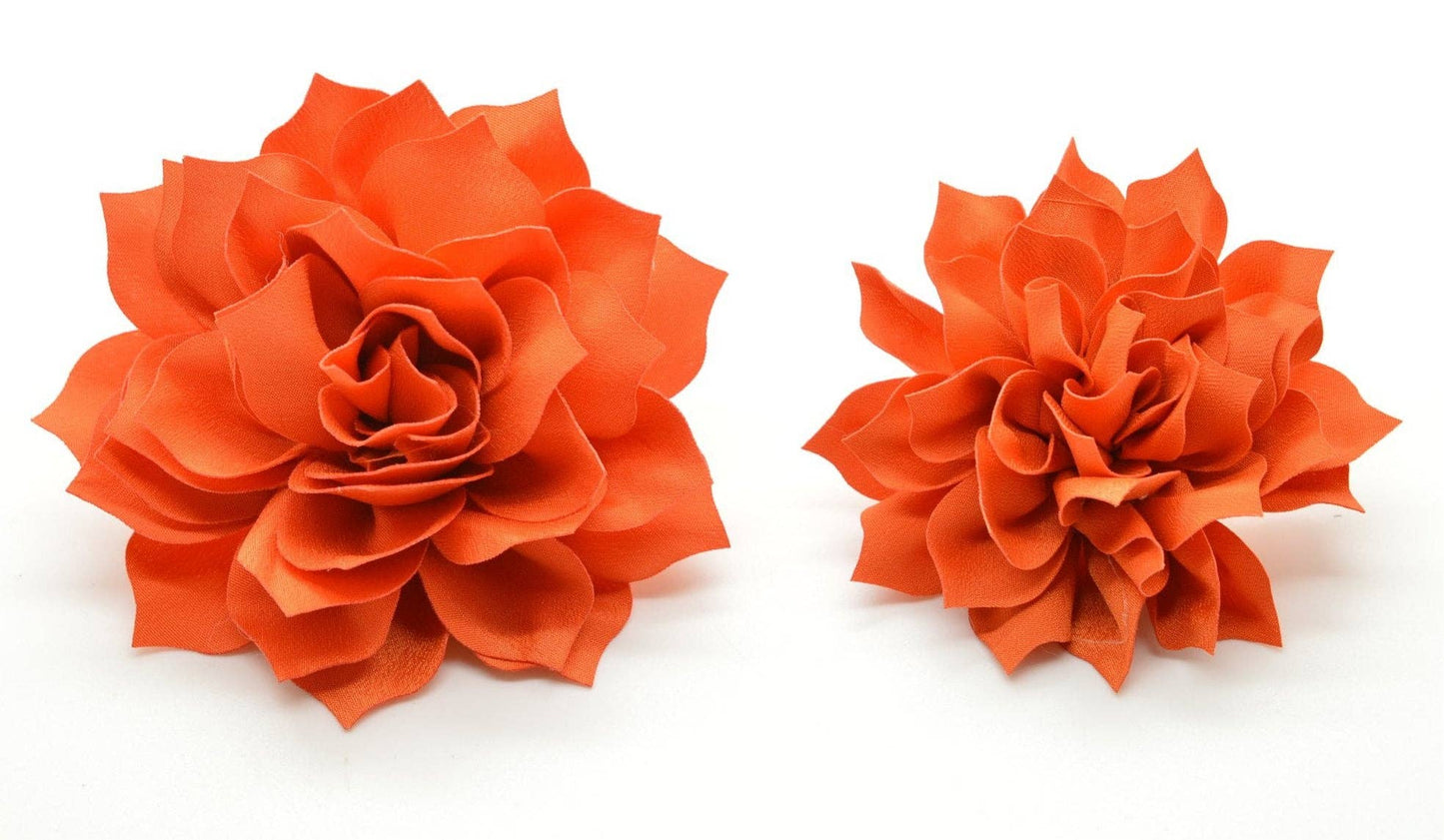 Dog Collar Attachment - Dark Orange Fluffy Flower - Doglicious Bakery Bites
