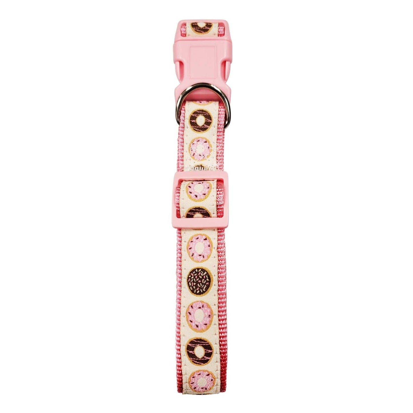 Nylon Collar for Dogs with Embroidered Pink Donut Design - Doglicious Bakery Bites