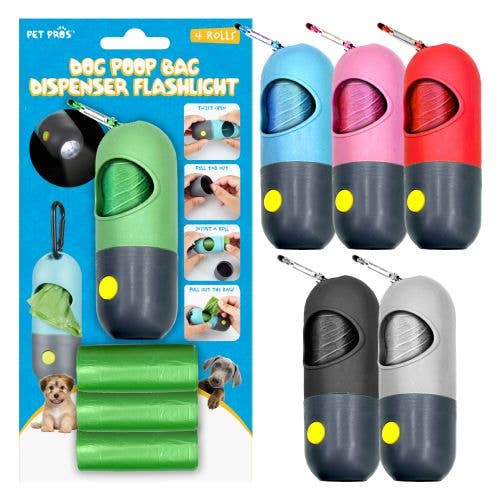 Poop Bag Dispenser with LED Light & 4 Rolls - Doglicious Bakery Bites