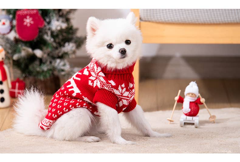 Christmas Pet Sweater Dog Cat Winter Knit Outfit