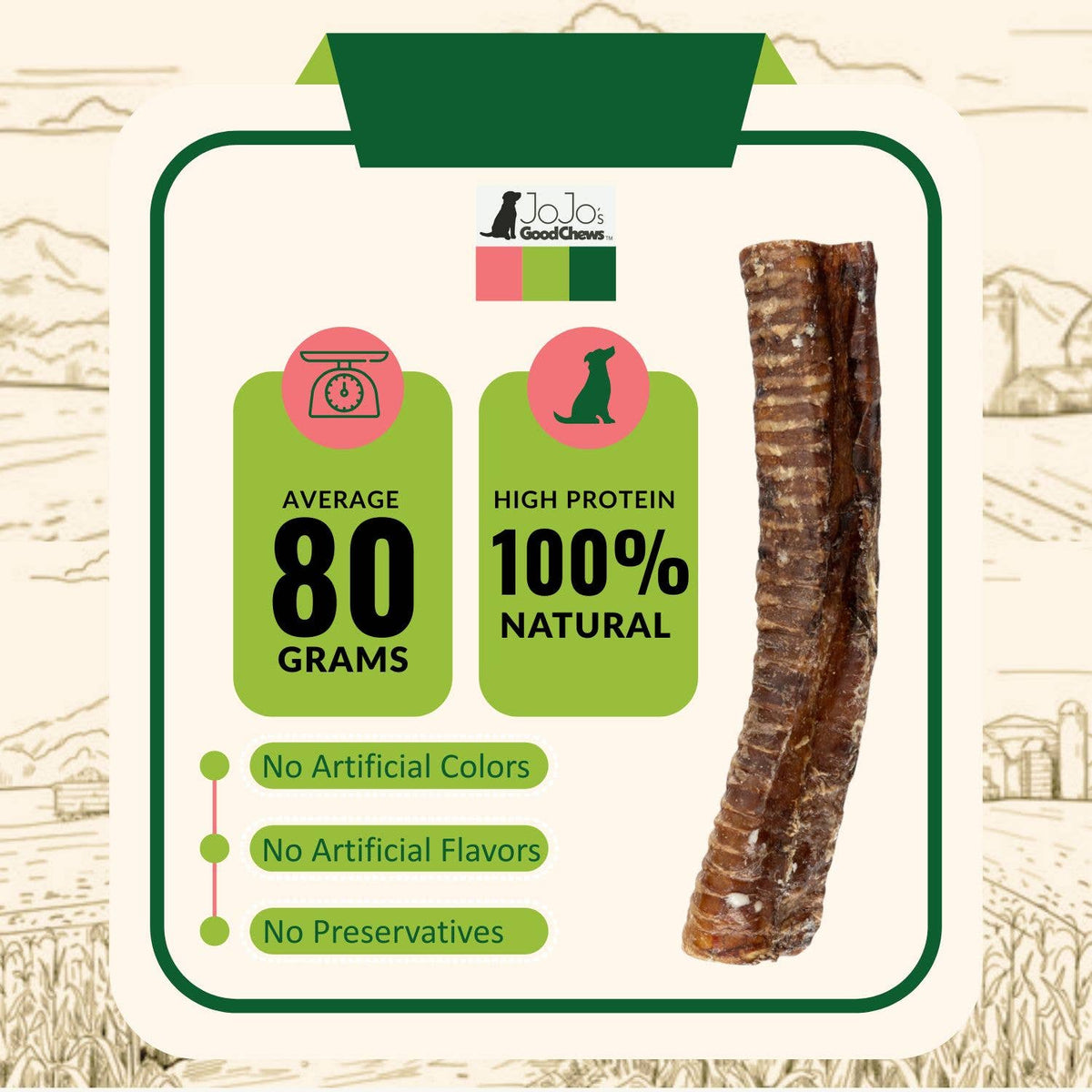 12” Beef Trachea Dog Chew – All-Natural Treat - Doglicious Bakery Bites