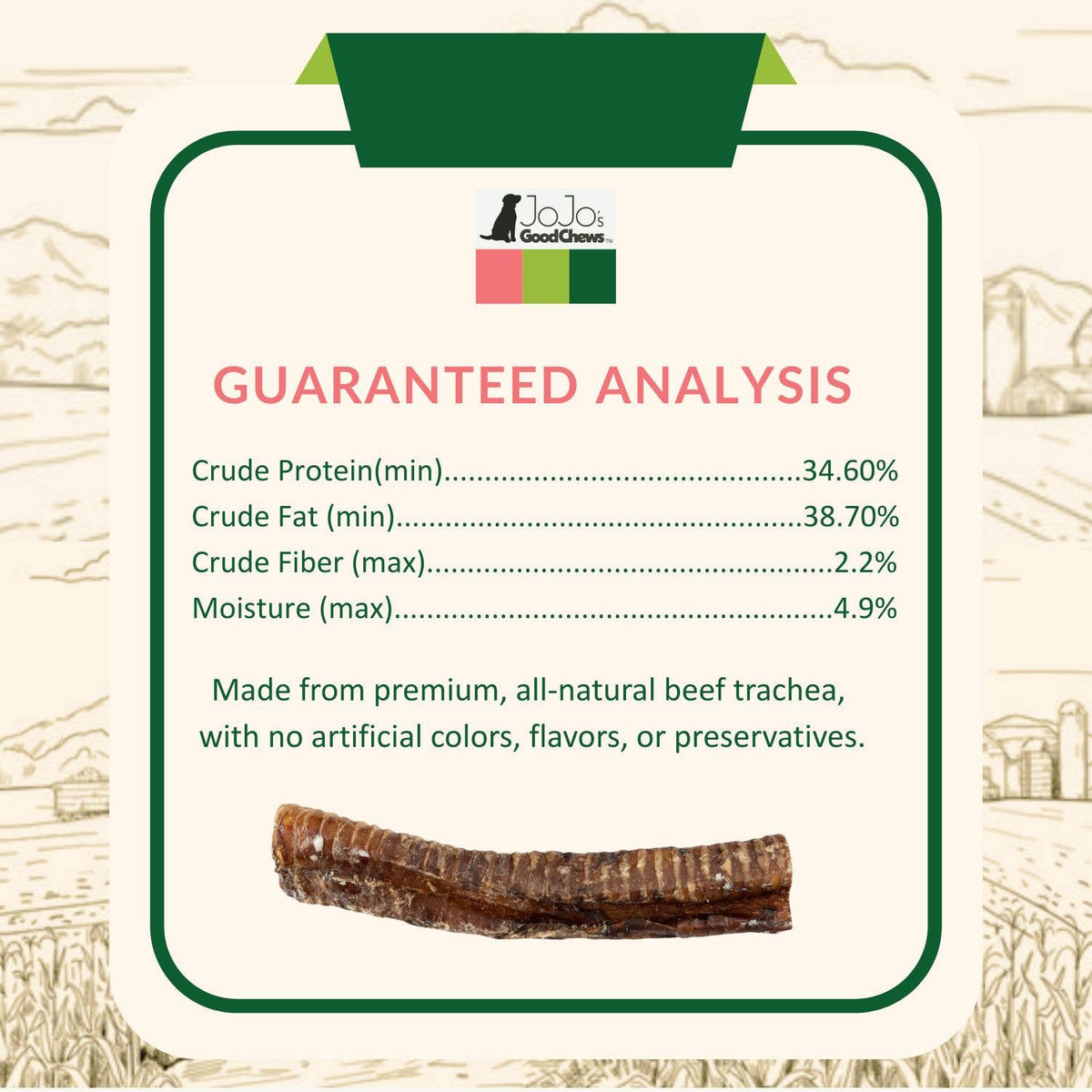 12” Beef Trachea Dog Chew – All-Natural Treat - Doglicious Bakery Bites