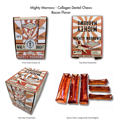 Mighty Marrows Collagen Dental Chew - Bacon - 2 Sizes