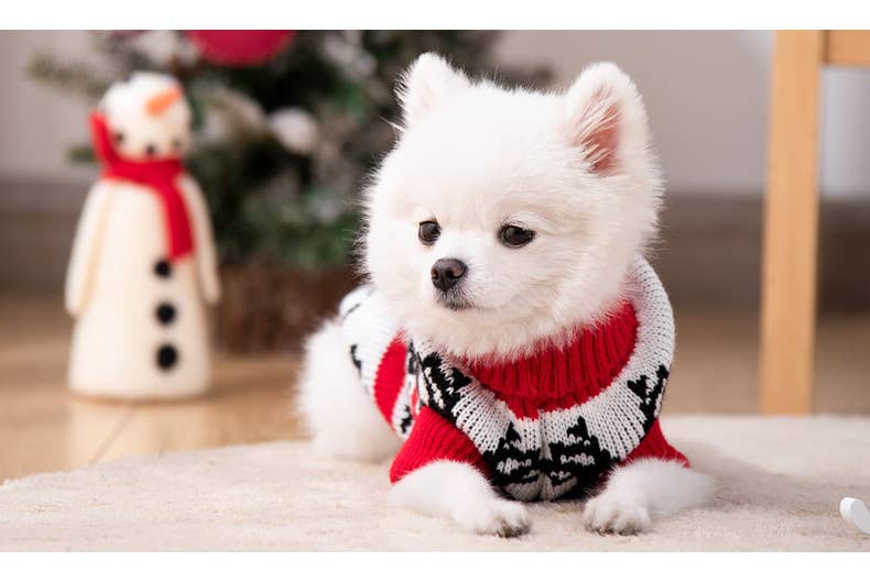 Christmas Pet Sweater Dog Cat Winter Knit Outfit
