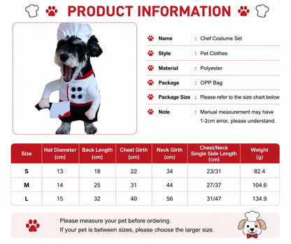 Chef Pet Costume Dog Cat Cooking Outfit