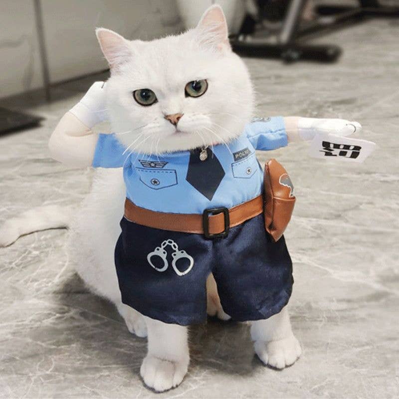 Police Officer Dog Costume Pet Uniform Outfit
