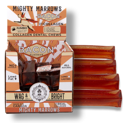 Mighty Marrows Collagen Dental Chew - Bacon - 2 Sizes