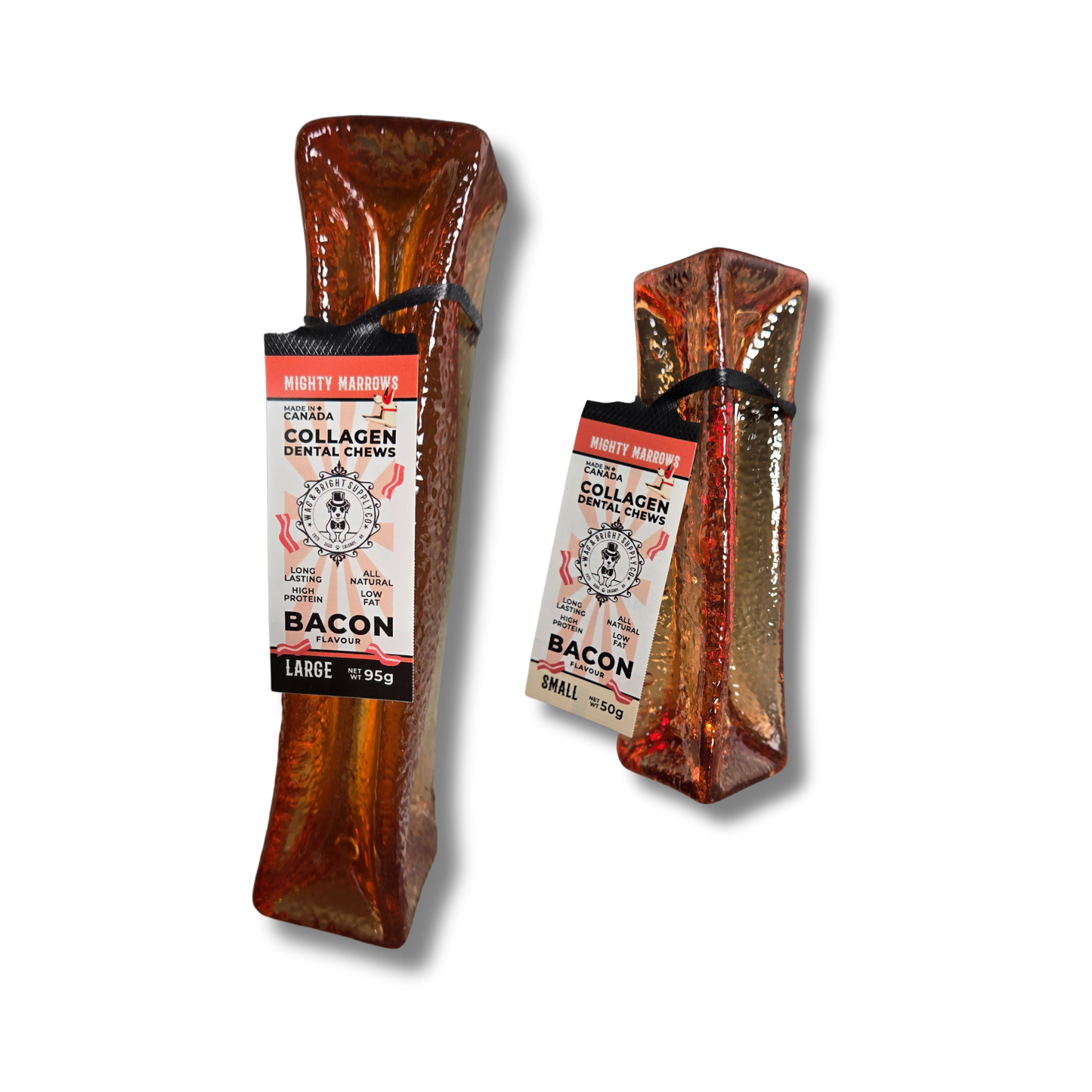 Mighty Marrows Collagen Dental Chew - Bacon - 2 Sizes
