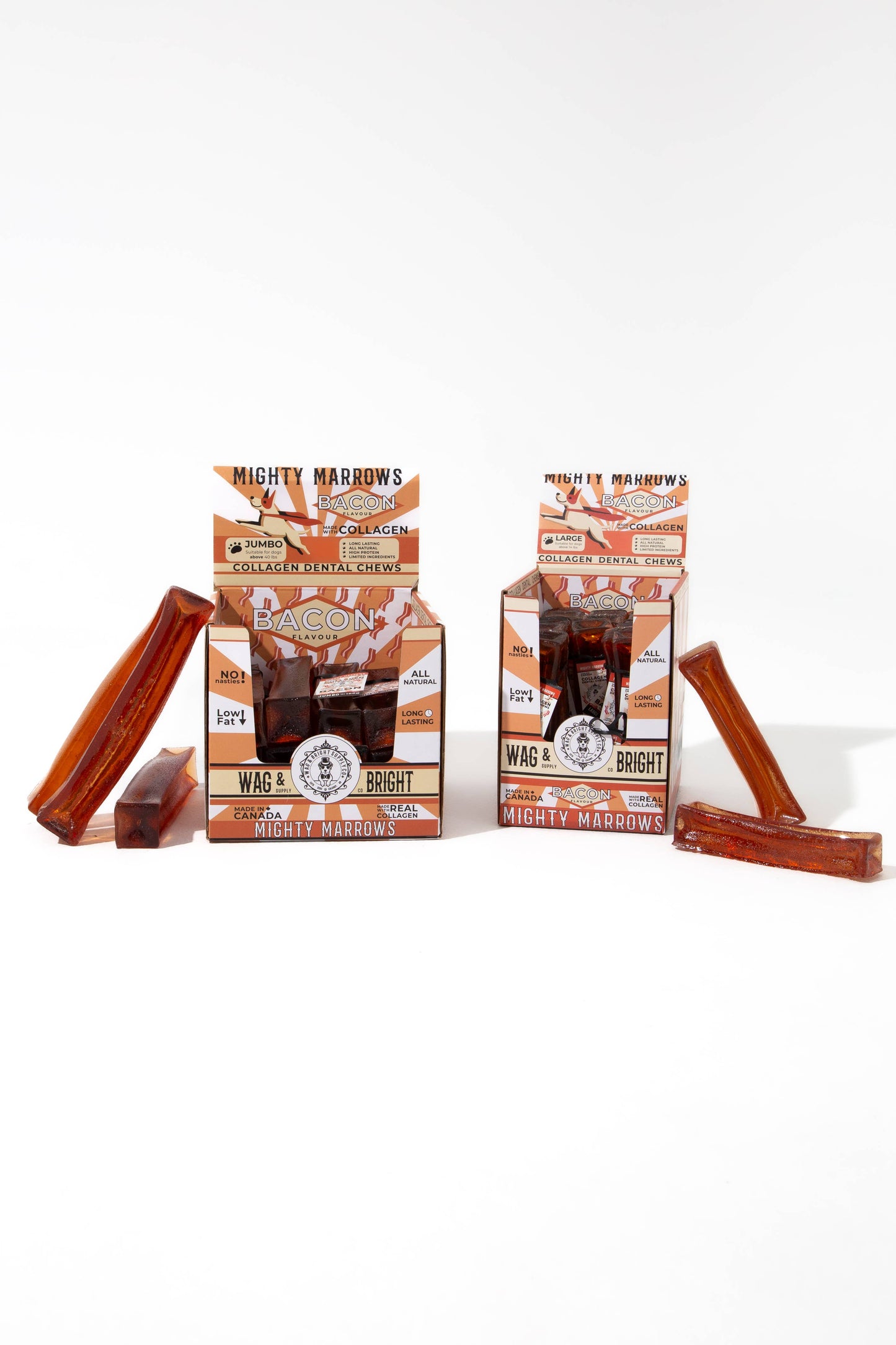 Mighty Marrows Collagen Dental Chew - Bacon - 2 Sizes