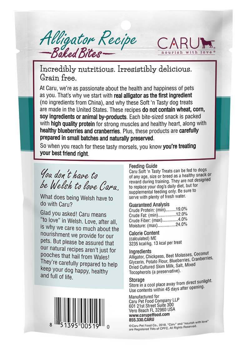 Caru & Cafe Nara - Caru Soft 'n Tasty Alligator Recipe Bites for Dogs