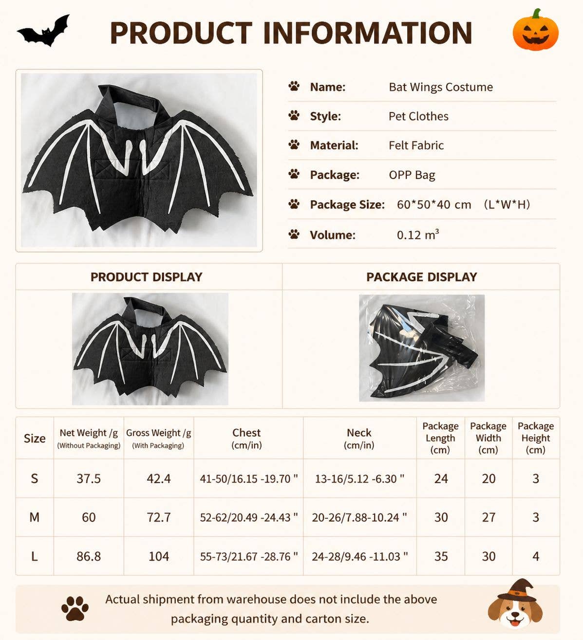 Halloween Bat Wing Pet Costume Cape