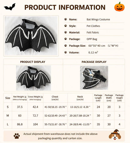 Halloween Bat Wing Pet Costume Cape