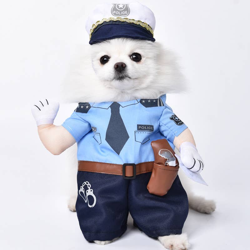 Police Officer Dog Costume Pet Uniform Outfit