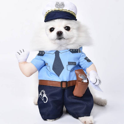 Police Officer Dog Costume Pet Uniform Outfit
