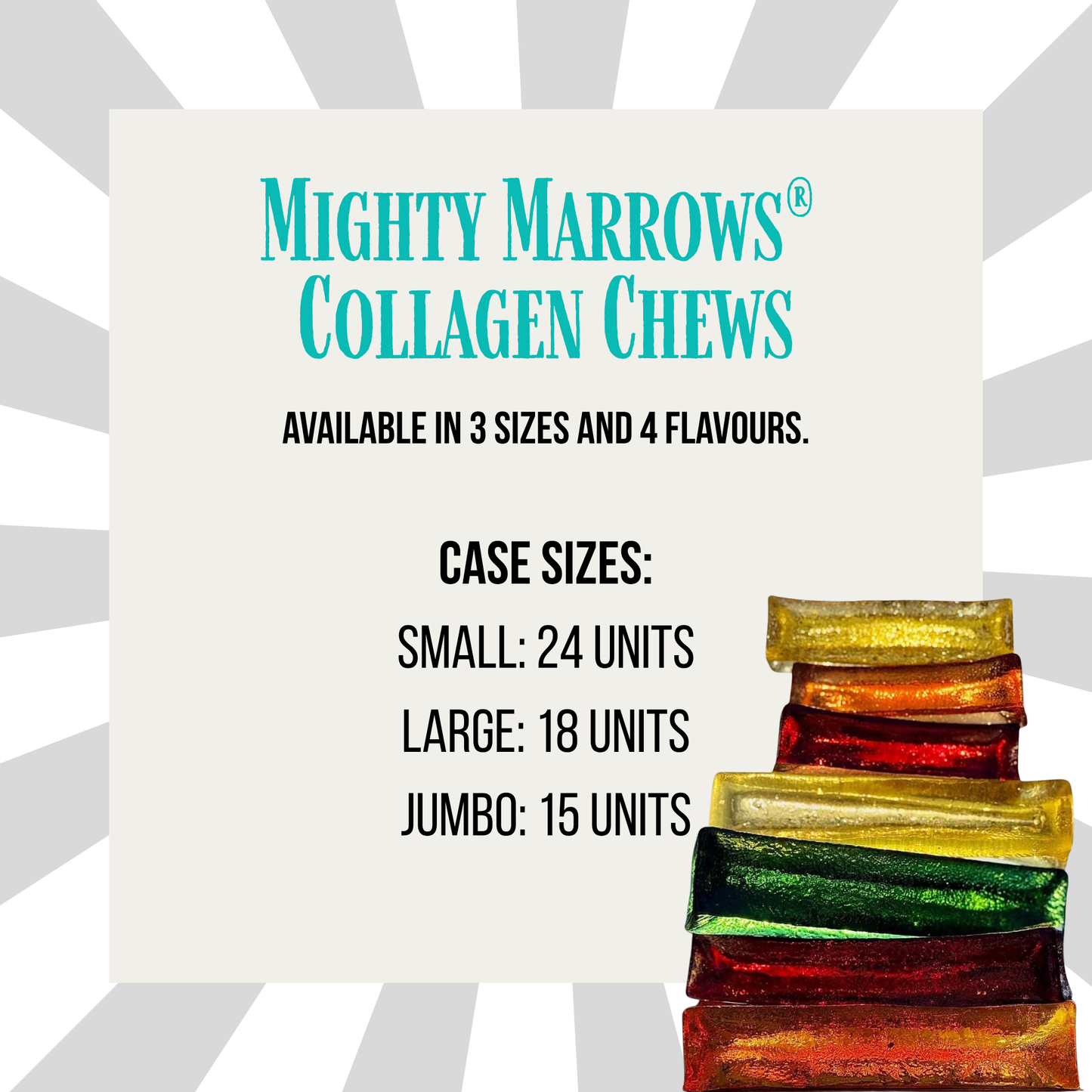 Mighty Marrows Collagen Dental Chew - Bacon - 2 Sizes