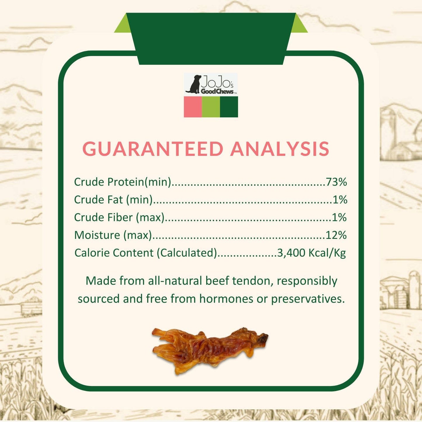 All - Natural Jumbo Beef Y Tendon Chew for Dogs - 6"–9" Inches - Doglicious Bakery Bites