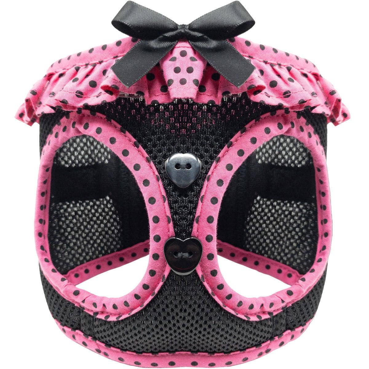 American River Polka Dot Dog Harness - Hot Pink & Black - Doglicious Bakery Bites