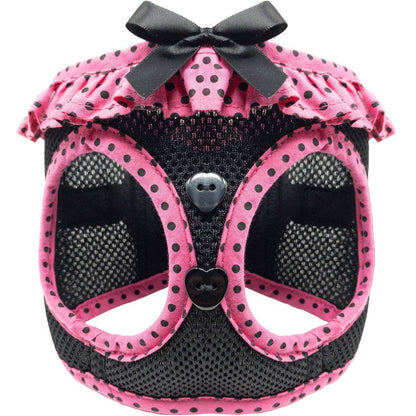 American River Polka Dot Dog Harness - Hot Pink & Black - Doglicious Bakery Bites