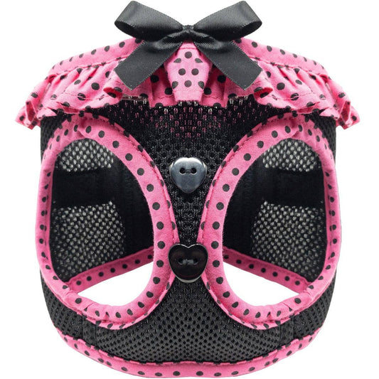 American River Polka Dot Dog Harness - Hot Pink & Black - Doglicious Bakery Bites