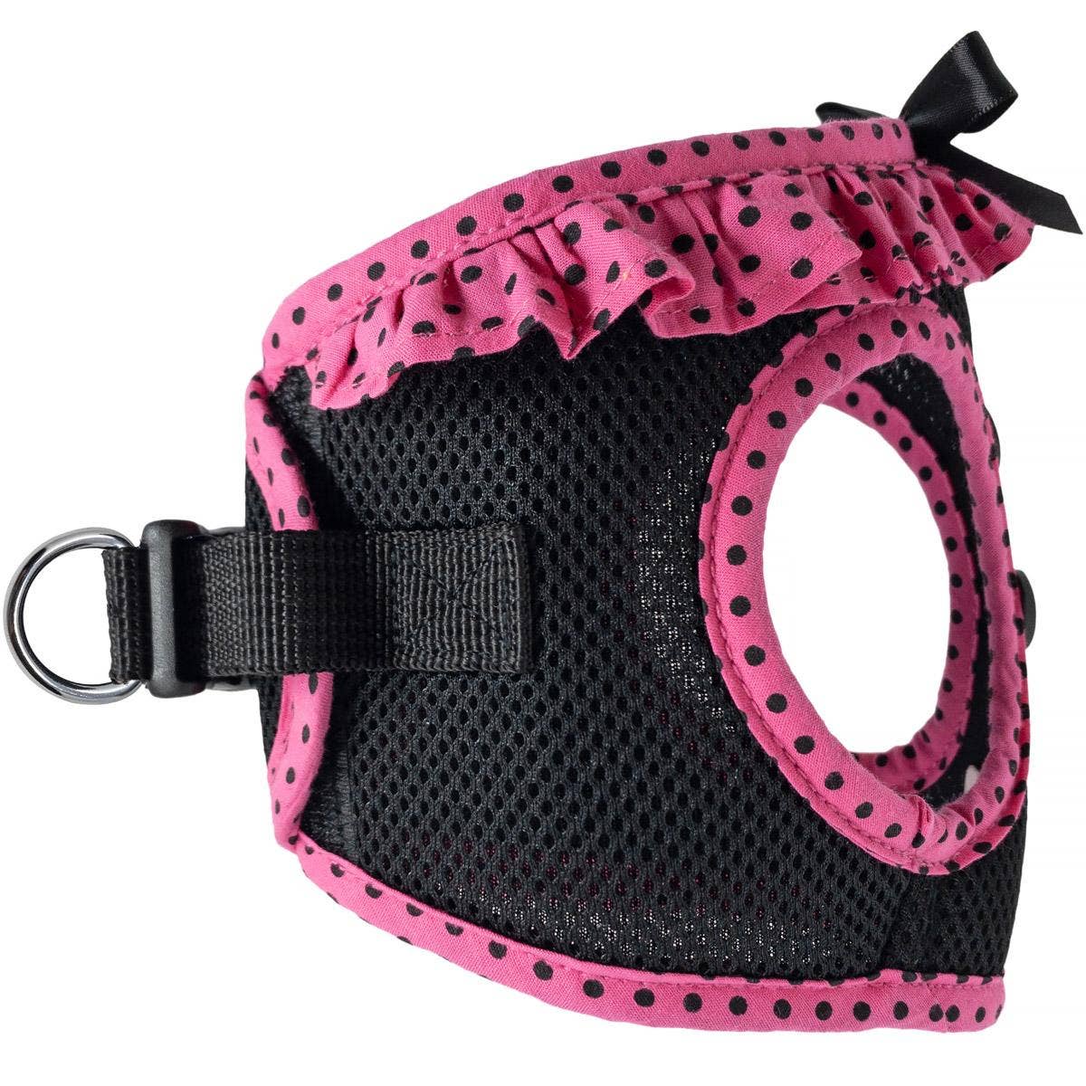 American River Polka Dot Dog Harness - Hot Pink & Black - Doglicious Bakery Bites