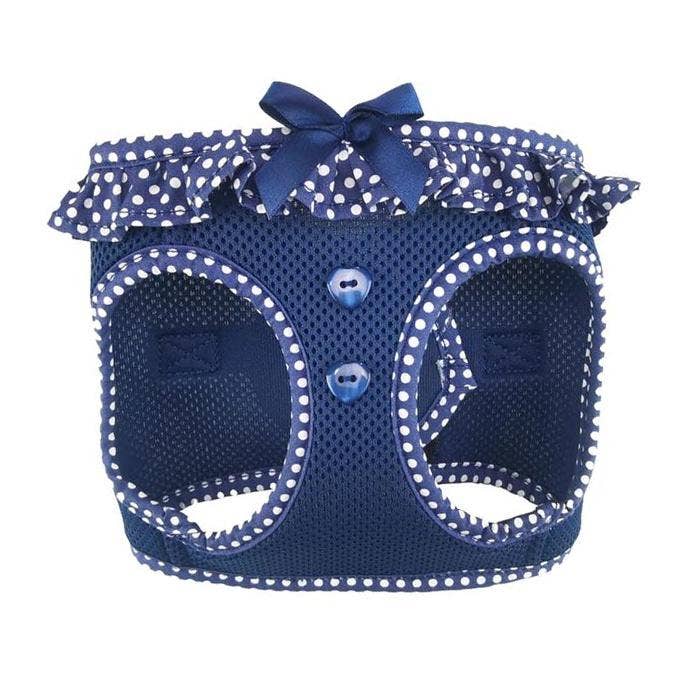 American River Polka Dot Dog Harness - Navy Polka Dot - Doglicious Bakery Bites
