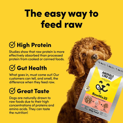 Animals Like Us - RawMix25 W/ OceanFish/Salmon Freeze-Dried Raw Dog Food 2lb - Doglicious Bakery Bites