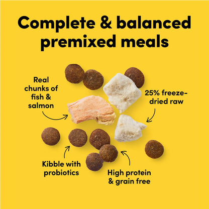 Animals Like Us - RawMix25 W/ OceanFish/Salmon Freeze-Dried Raw Dog Food 2lb - Doglicious Bakery Bites