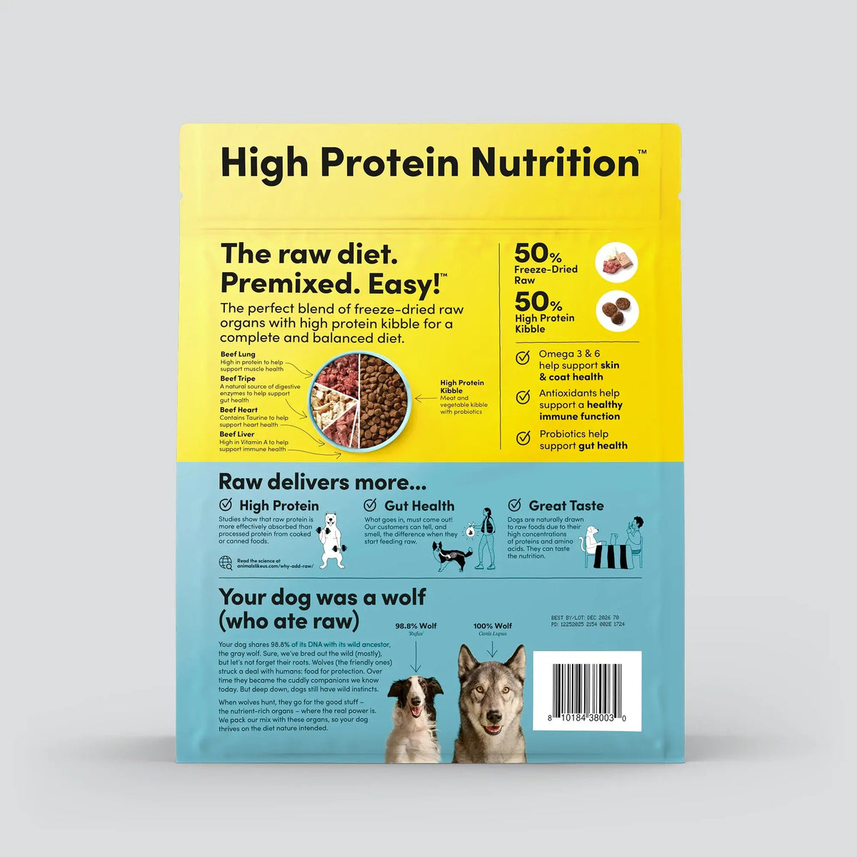 Animals Like Us - RawMix50 Beef Organs Recipe Freeze-Dried Raw Dog Food 2lb - Doglicious Bakery Bites