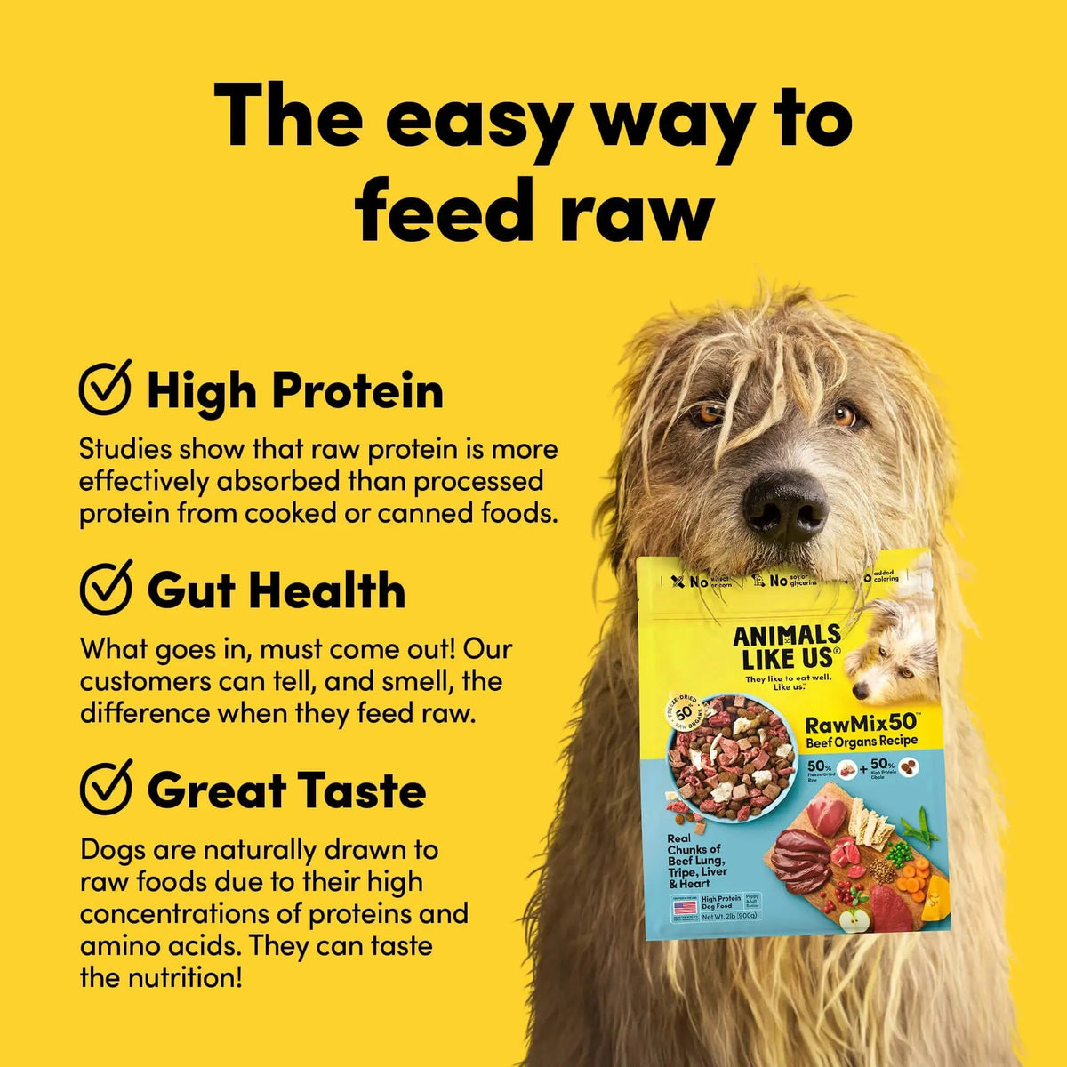 Animals Like Us - RawMix50 Beef Organs Recipe Freeze-Dried Raw Dog Food 2lb - Doglicious Bakery Bites