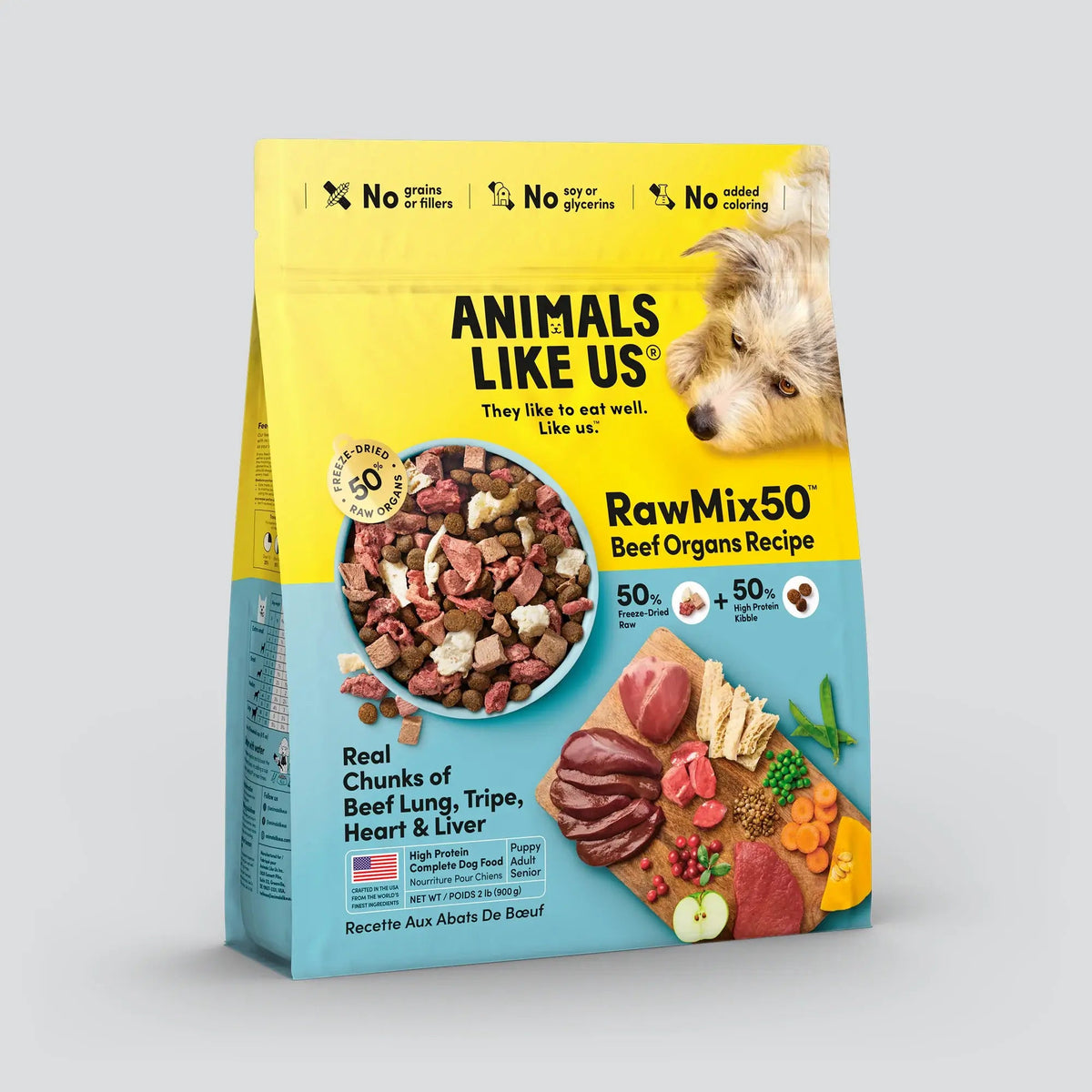 Animals Like Us - RawMix50 Beef Organs Recipe Freeze-Dried Raw Dog Food 2lb - Doglicious Bakery Bites