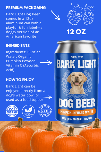 Bark Light Dog Beer 12oz | Pumpkin - Doglicious Bakery Bites