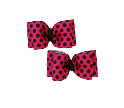 Barker's Bowtique - Black Polka Dots on Hot Pink - 2 bows per card - Doglicious Bakery Bites