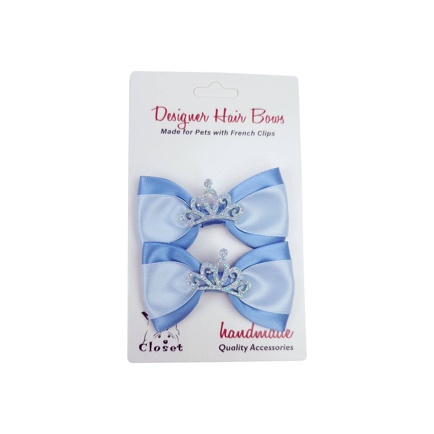 Barker's Bowtique - Blue & White with Tiara Dog Hair Bows - Doglicious Bakery Bites