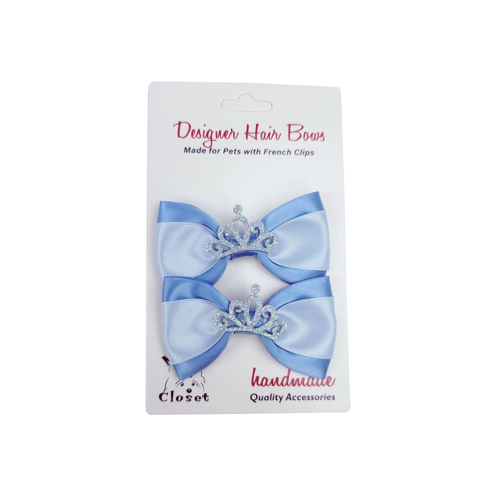 Barker's Bowtique - Blue & White with Tiara Dog Hair Bows - Doglicious Bakery Bites