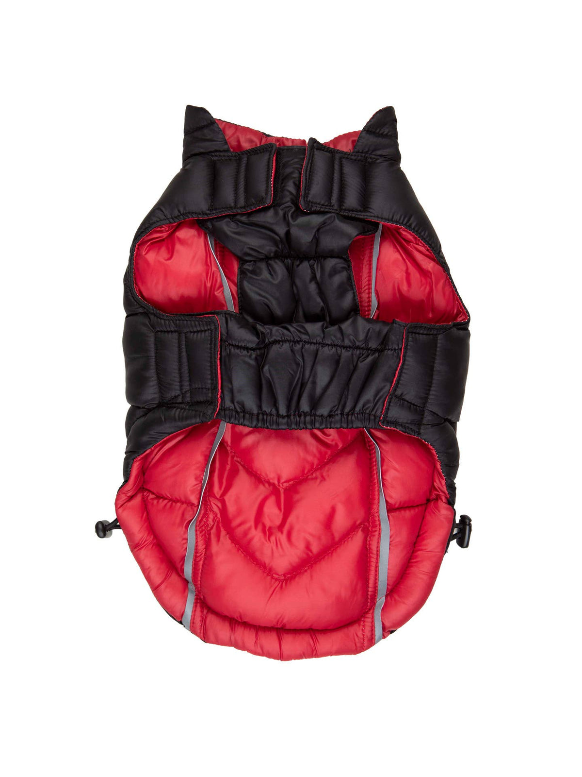 Barker's Bowtique - Featherlite Reversible-Reflective Puffer Vest - Black/Red - Doglicious Bakery Bites