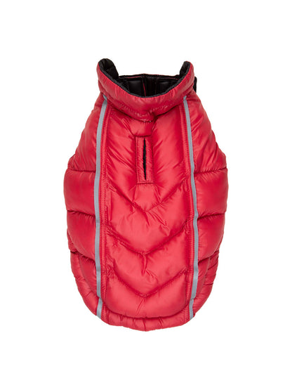 Barker's Bowtique - Featherlite Reversible-Reflective Puffer Vest - Black/Red - Doglicious Bakery Bites