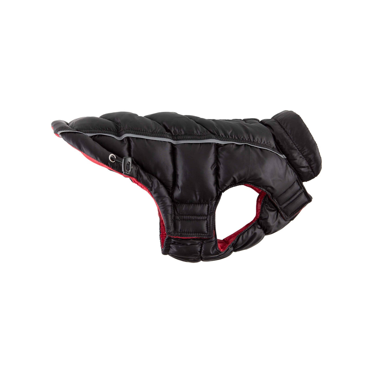 Barker's Bowtique - Featherlite Reversible-Reflective Puffer Vest - Black/Red - Doglicious Bakery Bites