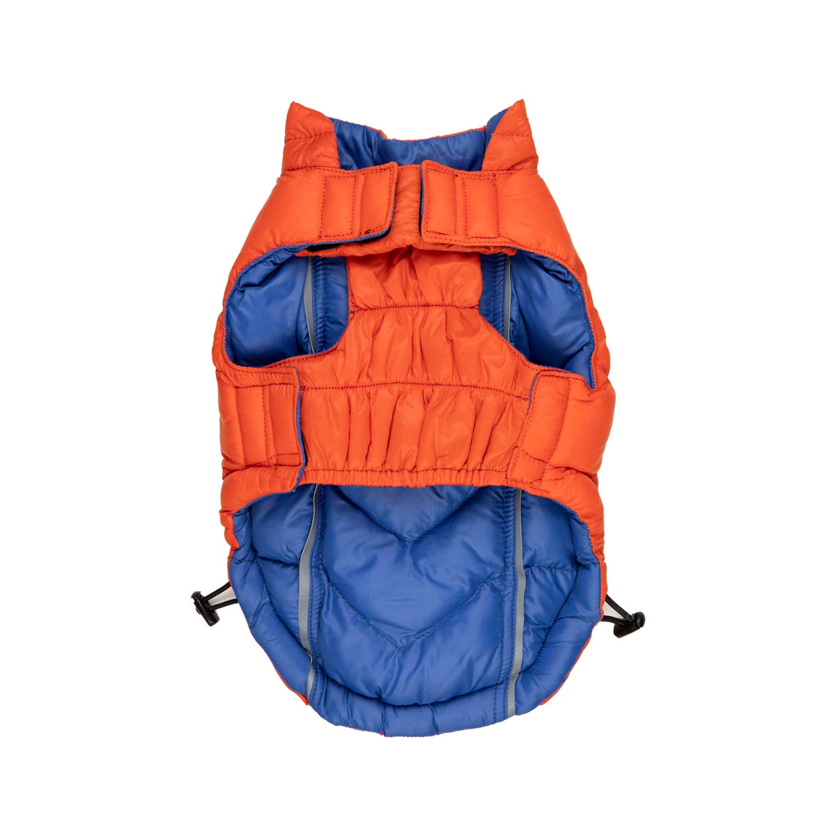 Barker's Bowtique - Featherlite Reversible-Reflective Puffer Vest - Blue/Orange - Doglicious Bakery Bites