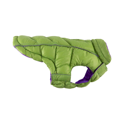 Barker's Bowtique - Featherlite Reversible-Reflective Puffer Vest - Green/Purpl - Doglicious Bakery Bites