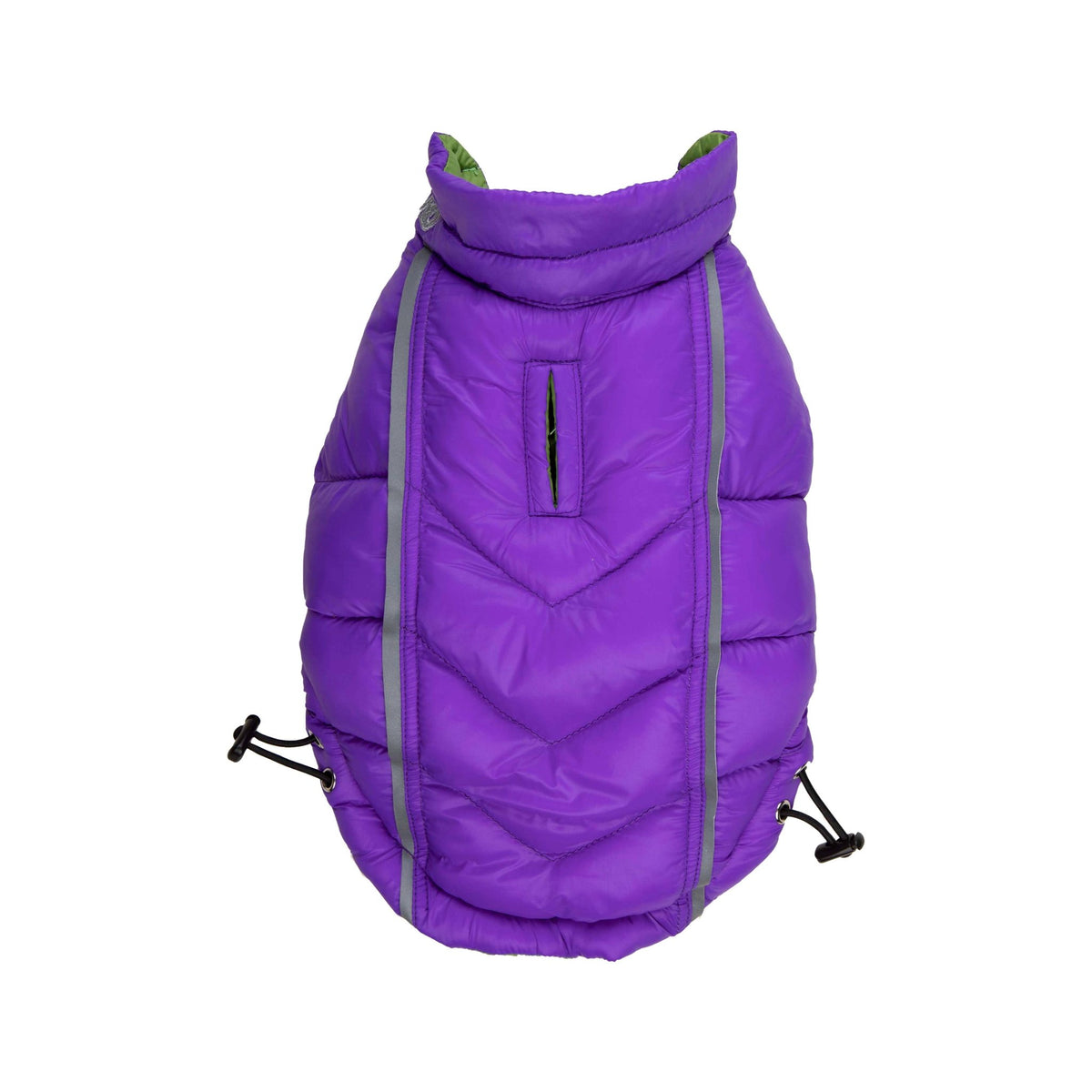 Barker's Bowtique - Featherlite Reversible-Reflective Puffer Vest - Green/Purpl - Doglicious Bakery Bites