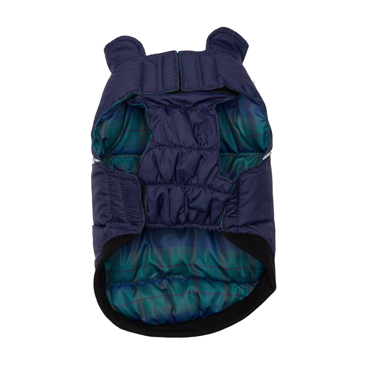 Barker's Bowtique - Navy / Plaid Flex-Fit Reversible Puffer - Doglicious Bakery Bites