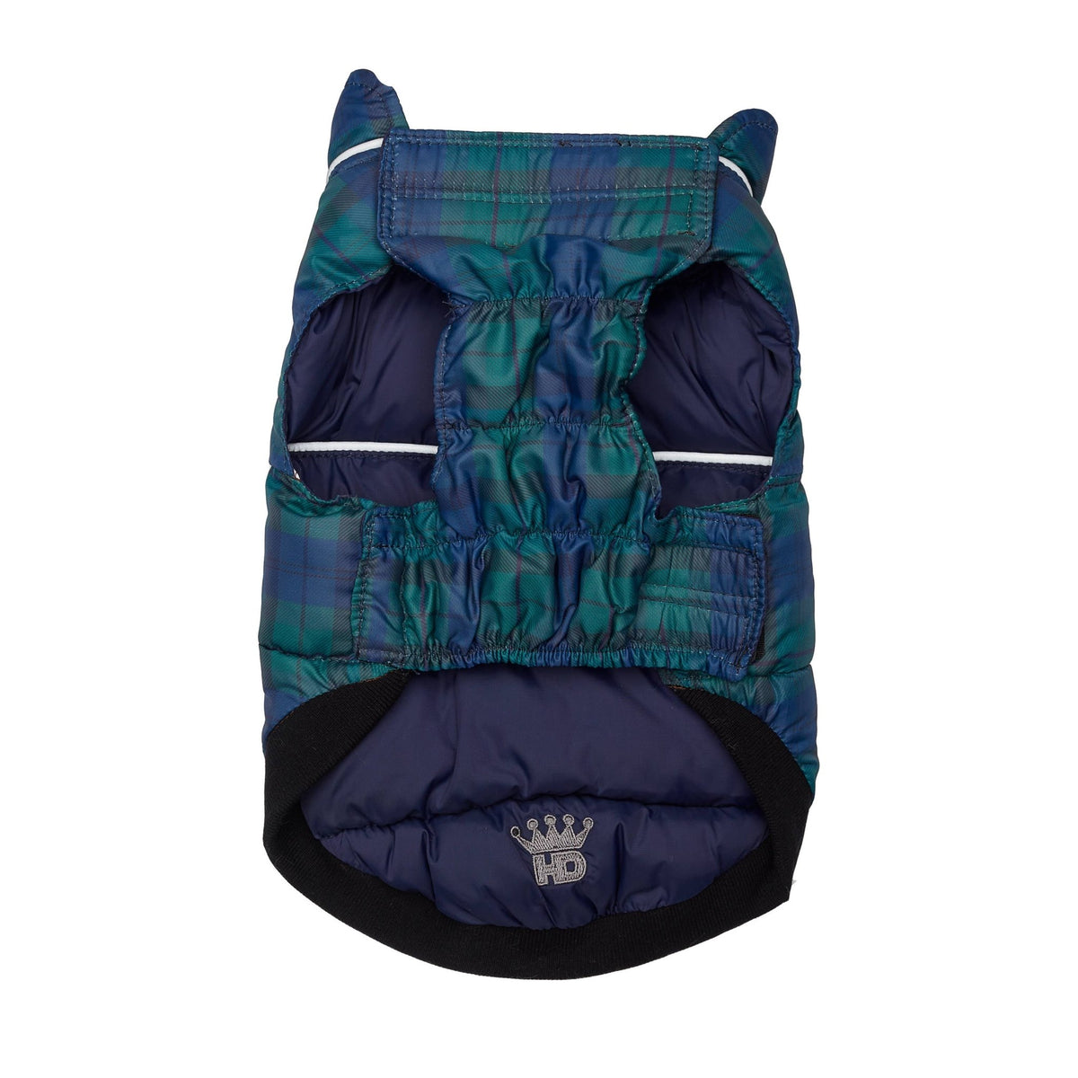Barker's Bowtique - Navy / Plaid Flex-Fit Reversible Puffer - Doglicious Bakery Bites
