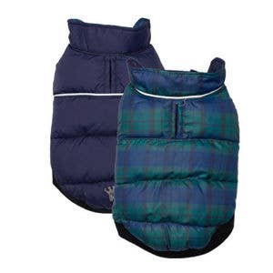Barker's Bowtique - Navy / Plaid Flex-Fit Reversible Puffer - Doglicious Bakery Bites