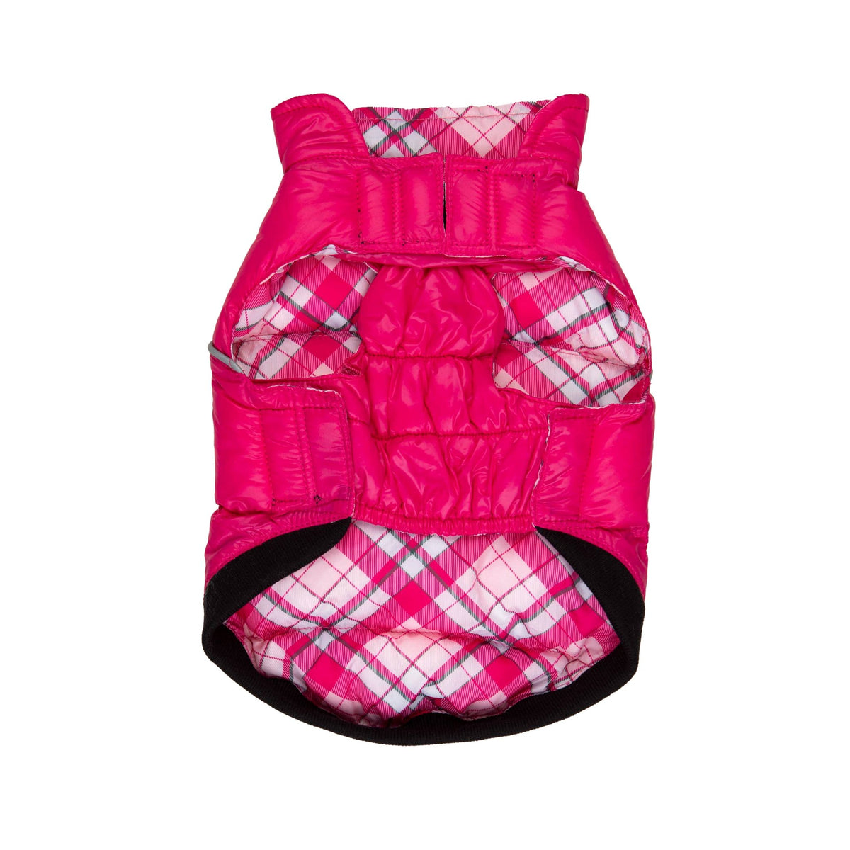 Barker's Bowtique - Pink / Plaid Flex-Fit Reversible Puffer - Doglicious Bakery Bites