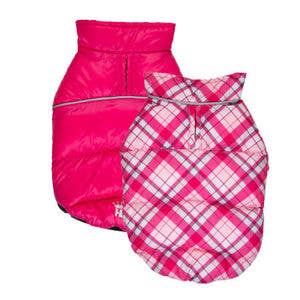Barker's Bowtique - Pink / Plaid Flex-Fit Reversible Puffer - Doglicious Bakery Bites