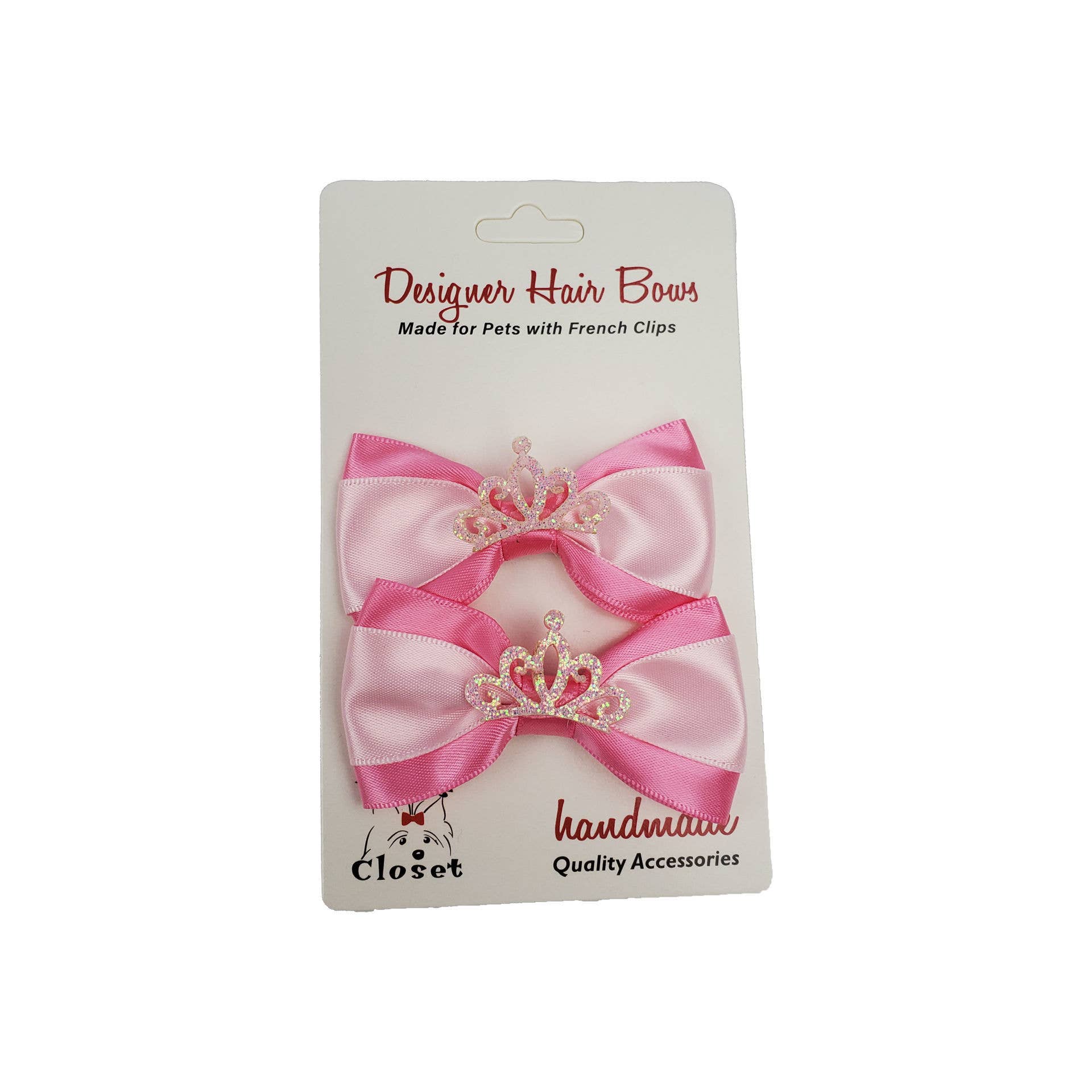 Barker's Bowtique - Pink & White with Tiara Dog Hair Bows - Doglicious Bakery Bites