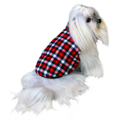 Barker's Bowtique - Red / Gingham Flex-Fit Reversible Puffer - Doglicious Bakery Bites