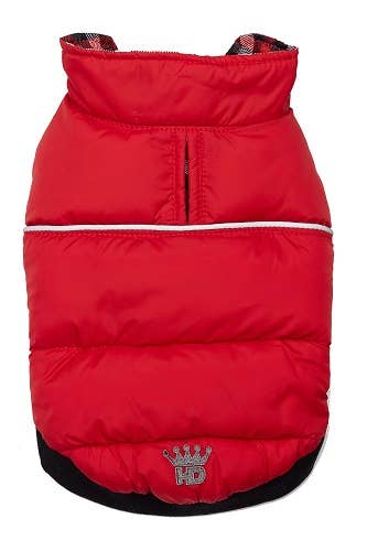Barker's Bowtique - Red / Gingham Flex-Fit Reversible Puffer - Doglicious Bakery Bites